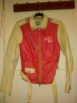 Womens Harley Davidson pink and tan leather jacket size medium