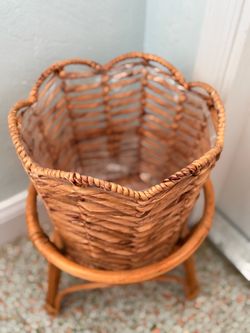 Boho Rattan Wicker Plant Stand / Elevated Planter Basket