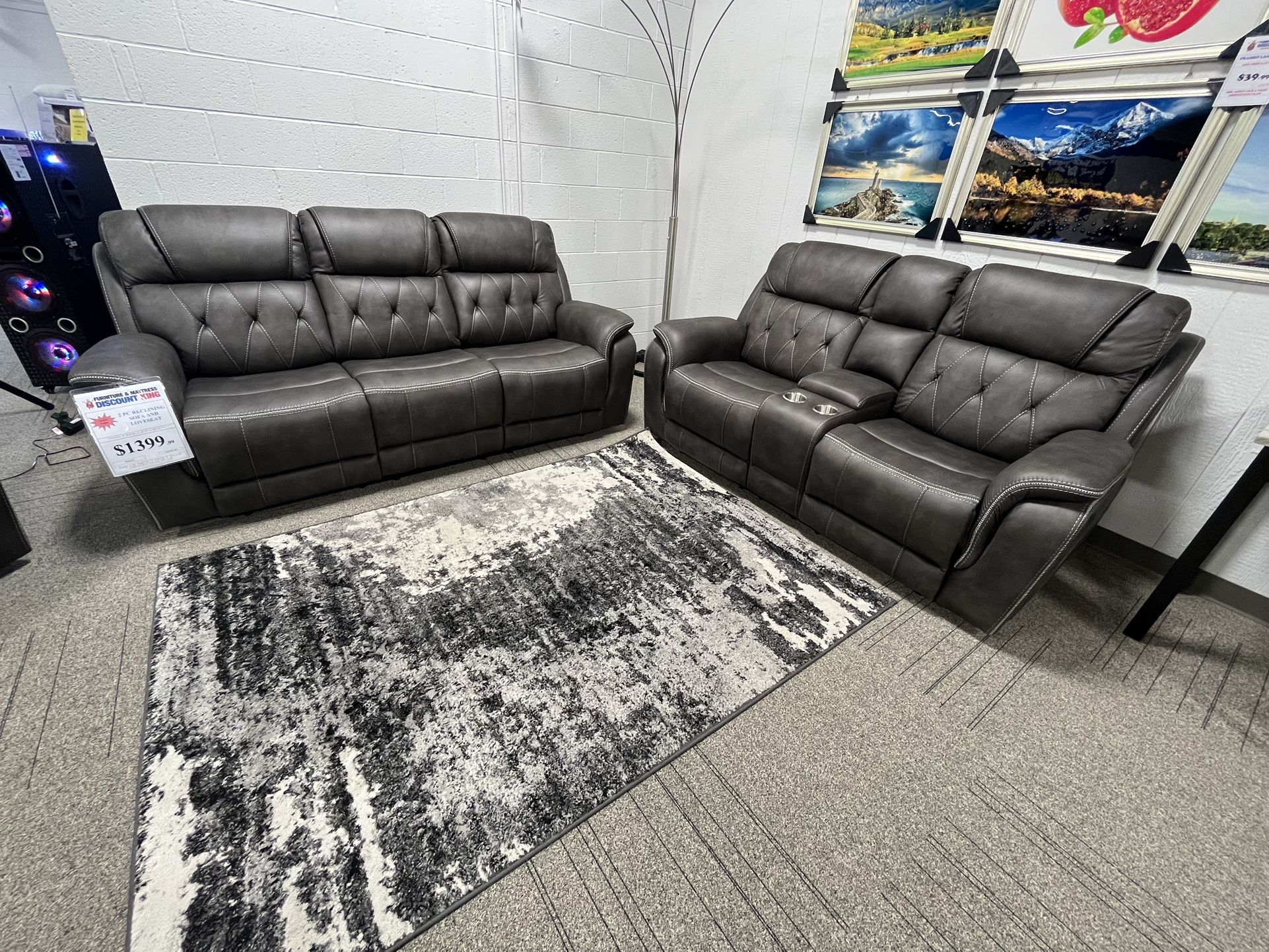 Double Reclining Sofa And Loveseat Set