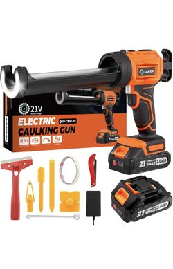 Saker Electric Caulking Gun Cordless Caulk Gun Drip-free with Caulking Tools 4 Adjustable Speeds with LED Light 10oz/300ml for Kitchen Bathroom Fillin