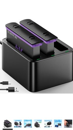 2 Packs Replacement Batteries for FPZMAS Insta360 X4 Battery 2500mAh and LED USB Quick Battery Charger Hub, Replacement Battery Pack Charger for Insta