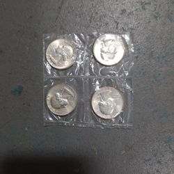 4 Sealed 1963-D Washington Silver BU Quarters