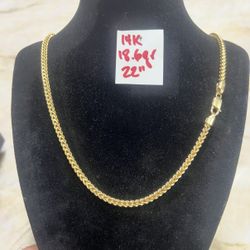 14K Yellow Gold Franco Chain For Wedding 18.6Gr 22 Inches Long 