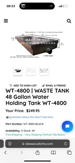 wT-4800 Waste Tank Brand New