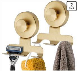 Shower Suction Razor Holder, Stainless Steel No-Drill Bathroom Hook
Reusable, Waterproof & Rustproof, Holds Up to 15 lbs – Fits Razors, Towels, Loofah