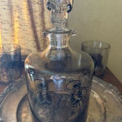 Disney Skeleton Dance Decanter And 4 Piece Glass Set