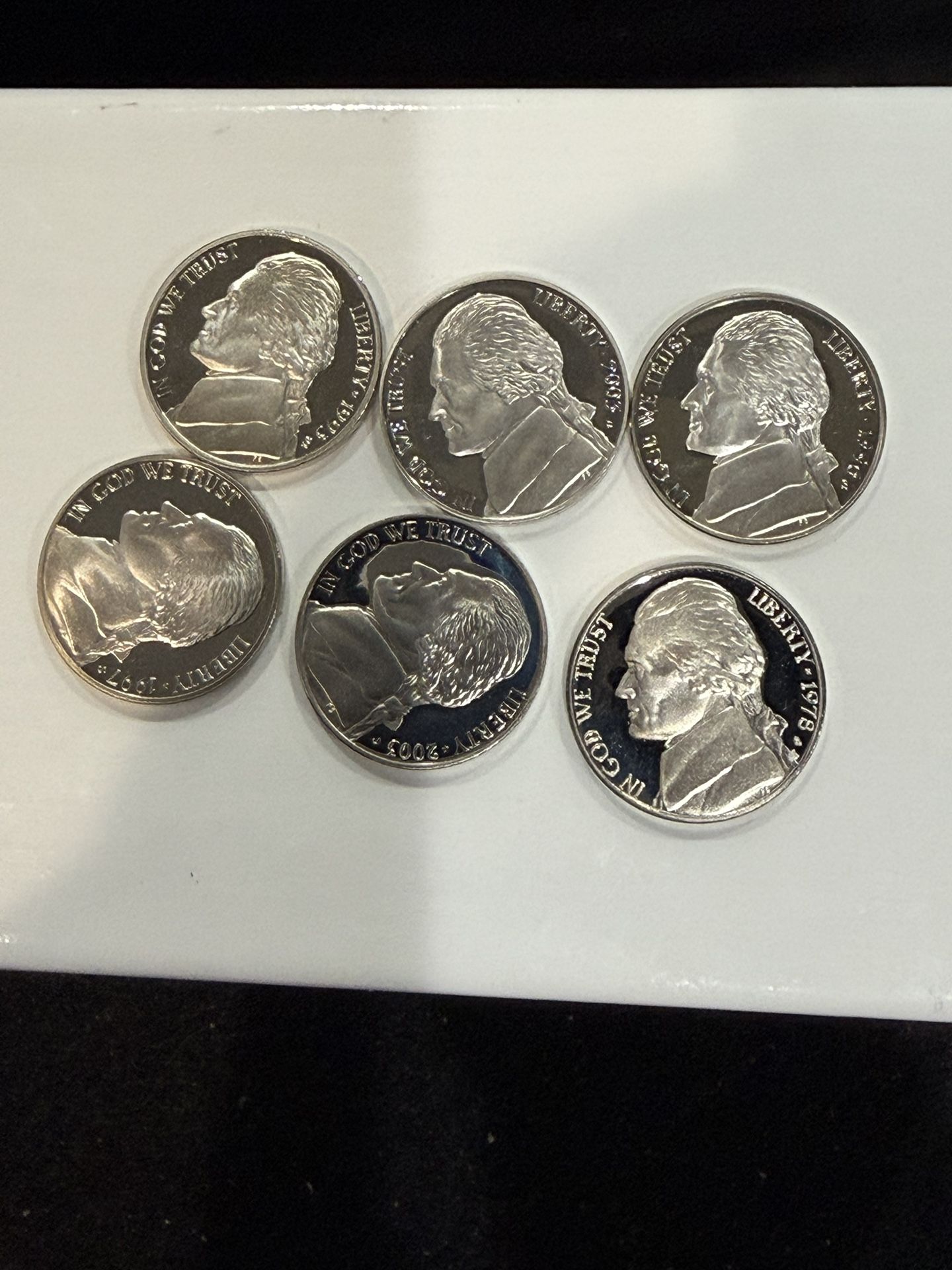 Lot If 6 Gem Proof Jefferson Nickels From Various Years All Are Mint 254