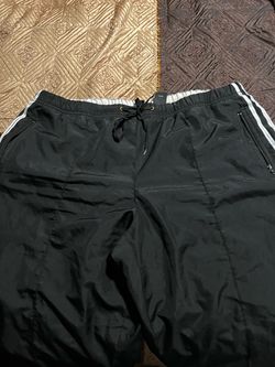 Black Track Pants with White Side Stripes