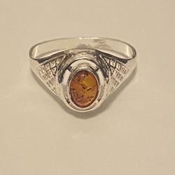Sterling Silver Honey Amber Ring