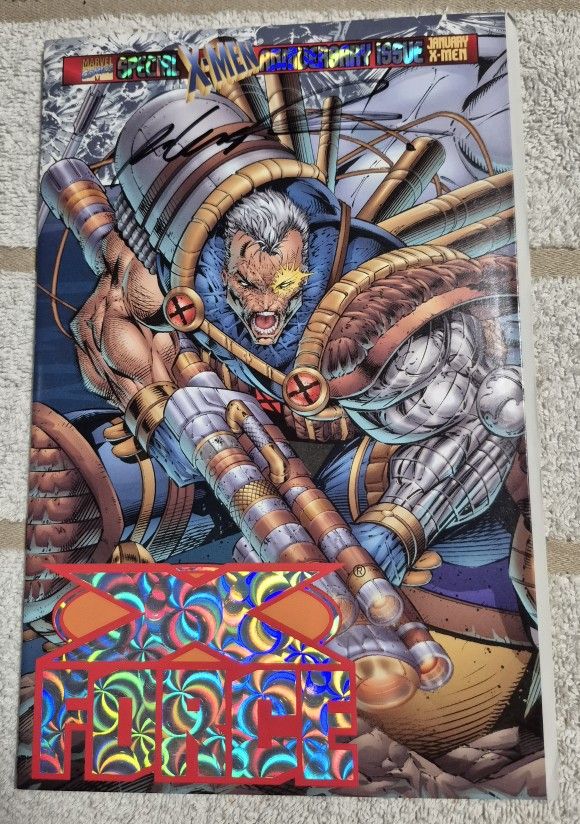 X-FORCE #50 VARIANT SIGNED ROB LIEFELD MARVEL COMICS 1996 NM HOLO GATEFOLD CVR