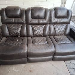 Leather Reclining Sofa