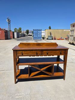 Oak Wood Buffet Sideboard with Wine Rack