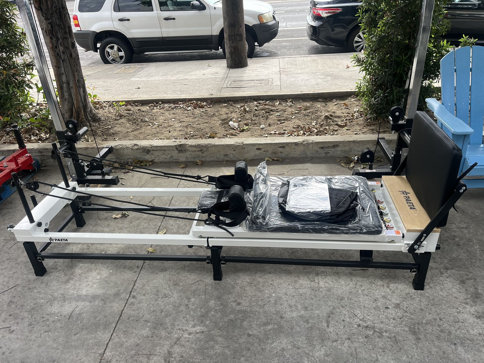 PAETA Pilates Reformer, 91" Foldable Reformer Pilates Machine with Adjustable Reformer Heights, Pilates Equipment with Piano Wire Spings and Jump Boar