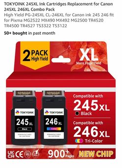 Ink Cartridges Replacement for Canon Black 245XL , Tri-Color 246XL Combo Pack .