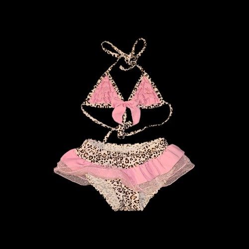 Girls 2-piece Animal Print ruffled Bikini Swimsuit Set