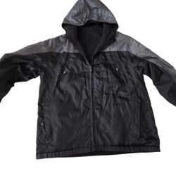 Hooded Jacket – Size L – Black Lightweight Zip-Up