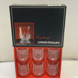 Set of 6 Cristal D'Arques Durand Longchamp Shot or Liqueur Glasses