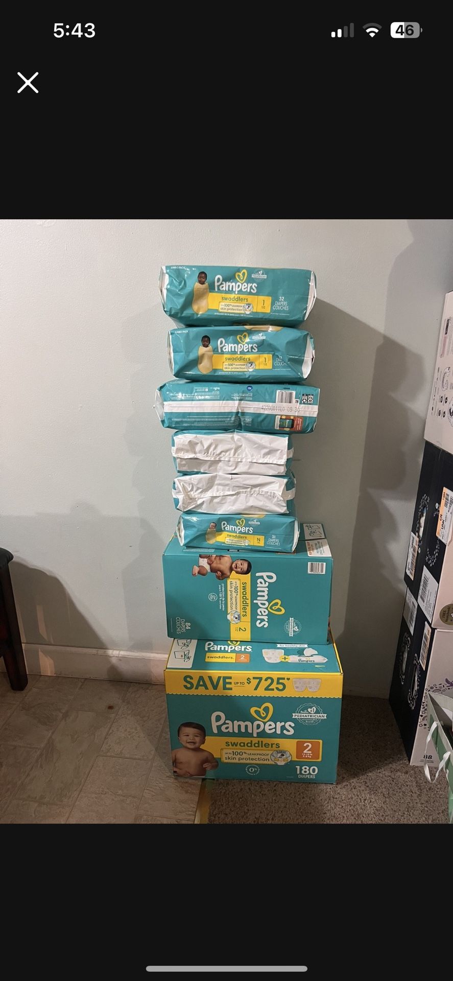 pampers size newborn, 1 & 2