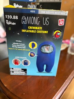 $5- kids among us blue costume (batteries included)