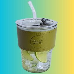 13oz Avocado Green Glass Tumbler