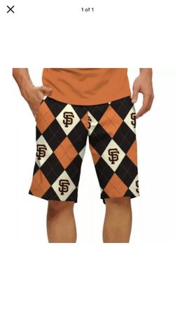 Loudmouth San Francisco Giants Argyle-S Plaid Orange/Black Shorts Men’s Sz 34,36,40,42