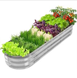 67-Inch Galvanized Raised Garden Bed, Metal Planter Box for Vegetables and Flowers, Large Outdoor Gardening Kit, Easy DIY Assembly, Weather-Resistant