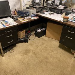 Wood And Metal Corner Desk