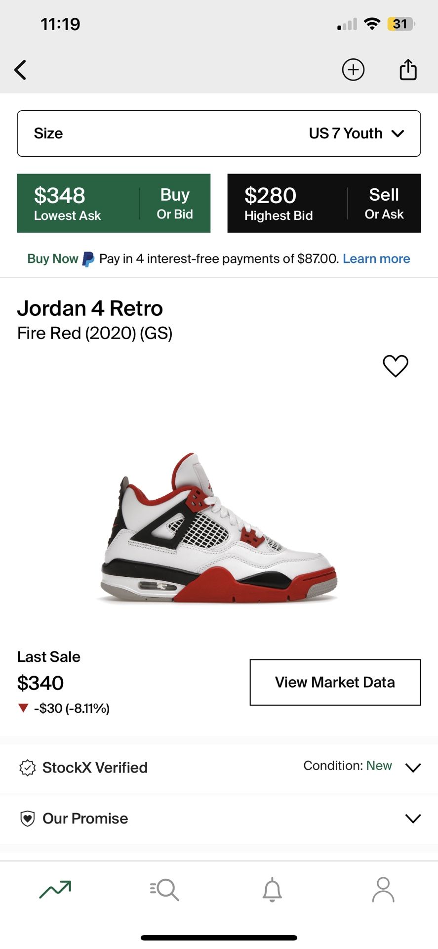 JORDAN RETRO 4 (FIRE RED)