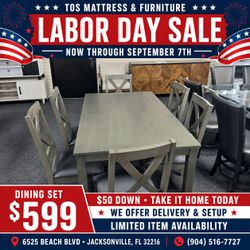 Gray Dining Table Set with 6 Chairs 🚚WE DELIVER🚚