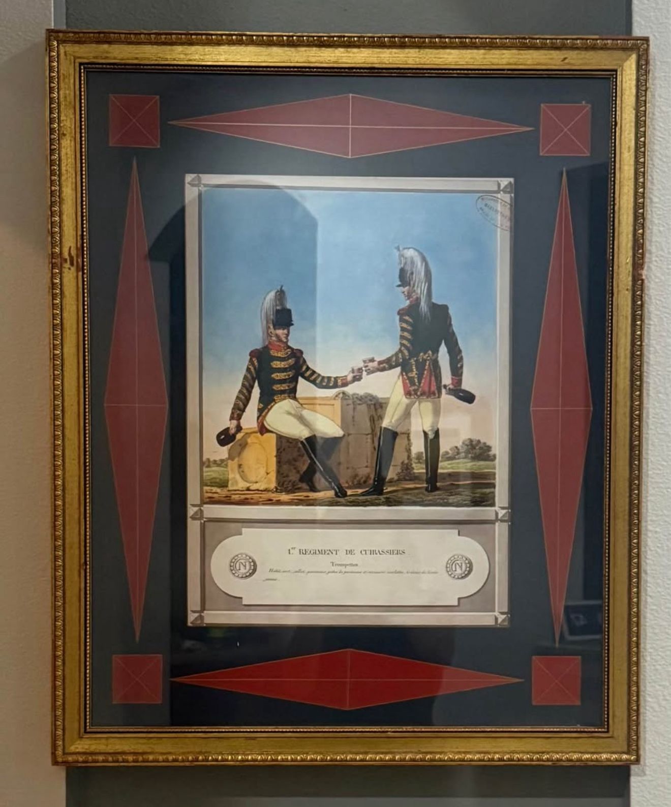 Vintage W. King Ambler's print  of French Army, ler Regiment de Cuirassiers