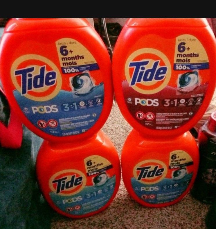 112 Count Tide Pods, 57 Count Tide Pods And 45 XL TIDE PODS AVAILABLE RETAILS FOR OVER $120