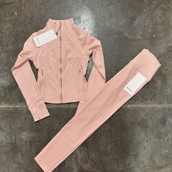 Lululemon Cropped Define Jacket + Leggings Set “Pink/Haze”