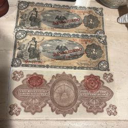 Billetes De Mexico De 1 Peso Ano 1911 Buenas Codiciones Cada Uno Cuesta $75