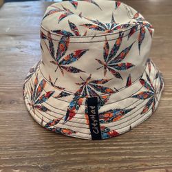 New Bucket City Hat With Hemp Weed-leaf Print