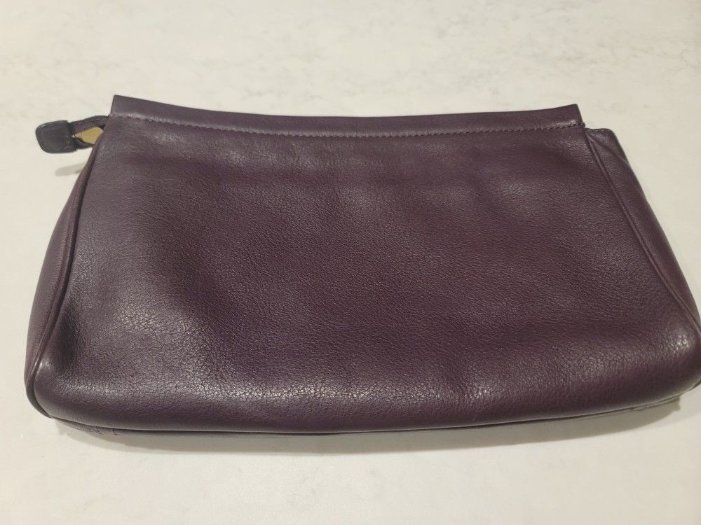 Coach Clutch Zip Close with Tassle Wine Merlot Maroon, Pre-owned