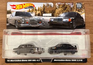 Hot Wheels Premium 2-Pack ‘72 Mercedes-Benz 280 SEL 4.5 & Mercedes-Benz 190E 2.5-16 Brand New