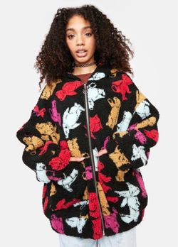 Delias Fuzzy Teddy Bear Zip Up Jacket