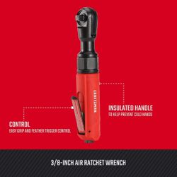 CRAFTSMAN CMXPTSG1007NB 3/8-inch Air Ratchet Wrench, Red