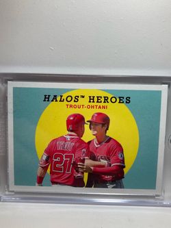 2018 topps archives Shohei Ohtani rookie card with Mike trout Halos Heroes Baseball Card