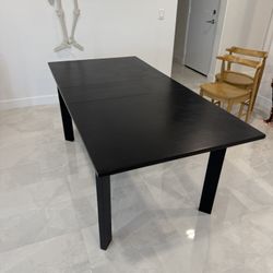 Matte Black Solid Wood Dining Table 