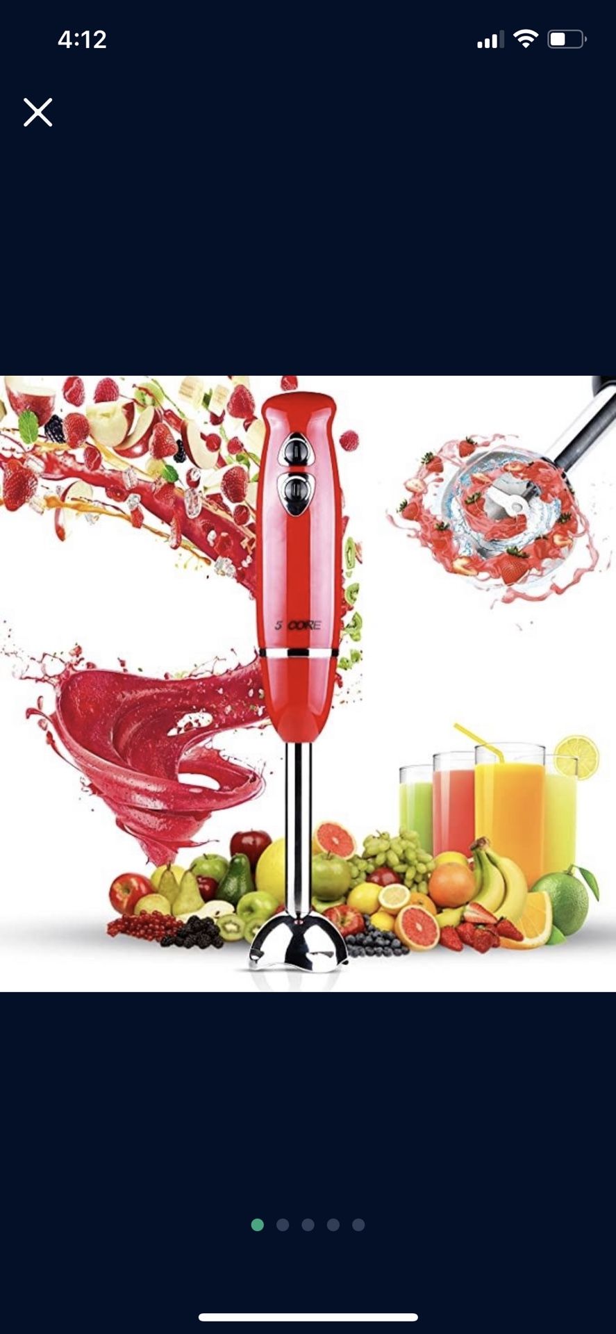 Blender Immersion Blender Handheld Stick Batidora Electric Blenders Emersion Hand Mixer For Kitchen 5 Core HB 1510 RED