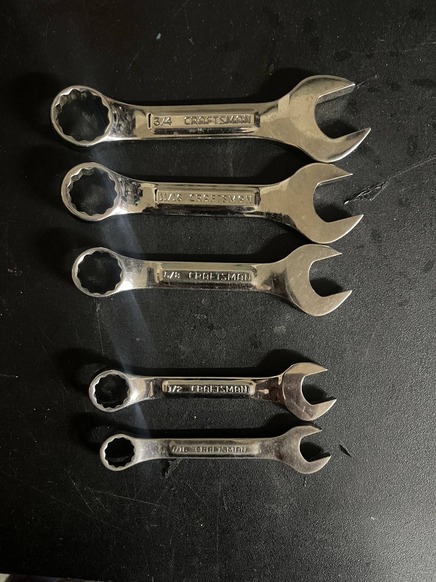 Craftsman USA 44101 5pc Professional SAE Stubby Wrench Set, 12 Point 7/16-3/4