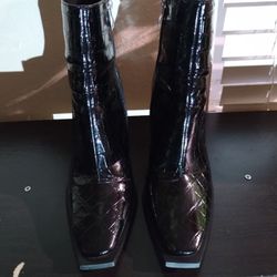 Vivianly Black Leather Boots
