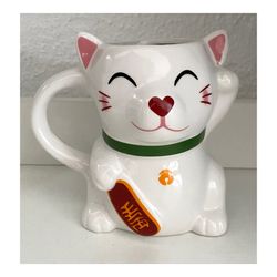 White Lucky Cat Ceramic Mug Maneki Neko ICÜP 2022 