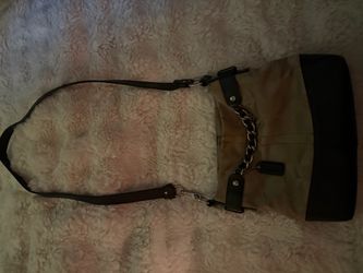 brown & beige vintage body bag coach purse