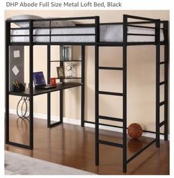 DHP Abode Full Size Metal Loft Bed, Black