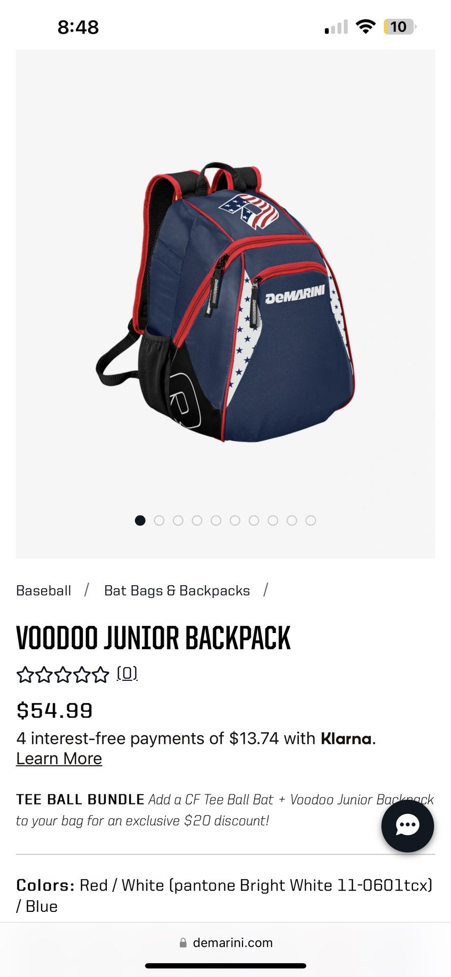 Demarini JUNIOR Backpack **Like new**