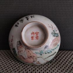 Antique Chinese Hand Painted Famille Rose Porcelain Lid