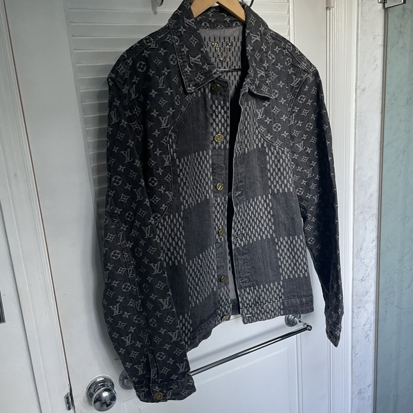 Louis Vuitton Nigo Denim Jacket Grey 52 for Sale in Los Angeles