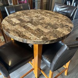 Round Top Marble Table Top And Chairs 